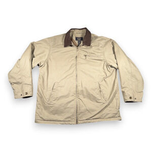 Vintage GH Bass Jacket Adult EXTRA LARGE Brown Barn Chore Coat Leather Trim 90s